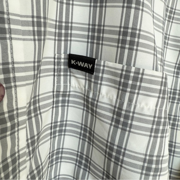 K-WAY Tech Men's Gray Plaid Long Sleeve Button-Up Shirt Size L Casual Collared - Picture 4 of 12